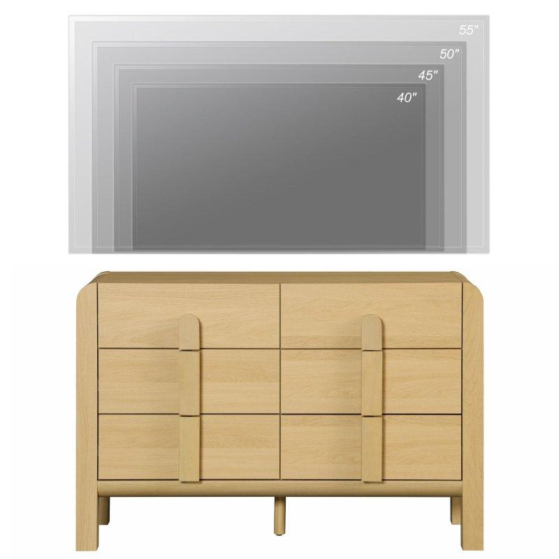 Meşe MDF Kavisli Tasarım 6 Çekmeceli Yüksek Ayaklı Şifonyer - 299319