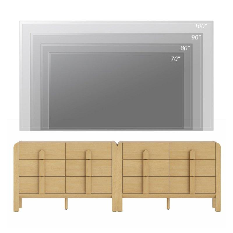 Meşe MDF ve Masif Ahşap Bacaklı Kavisli Tasarım 12 Çekmeceli 2li Set Şifonyer - 308932
