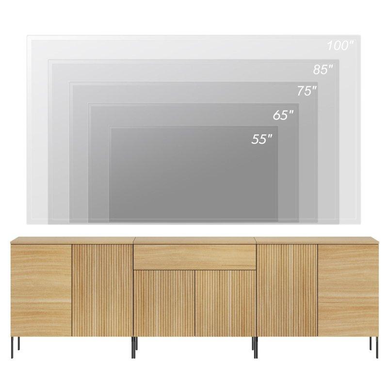 Meşe MDF Yivli Kapaklı Çekmeceli Şifonyer - 241 cm - 296430