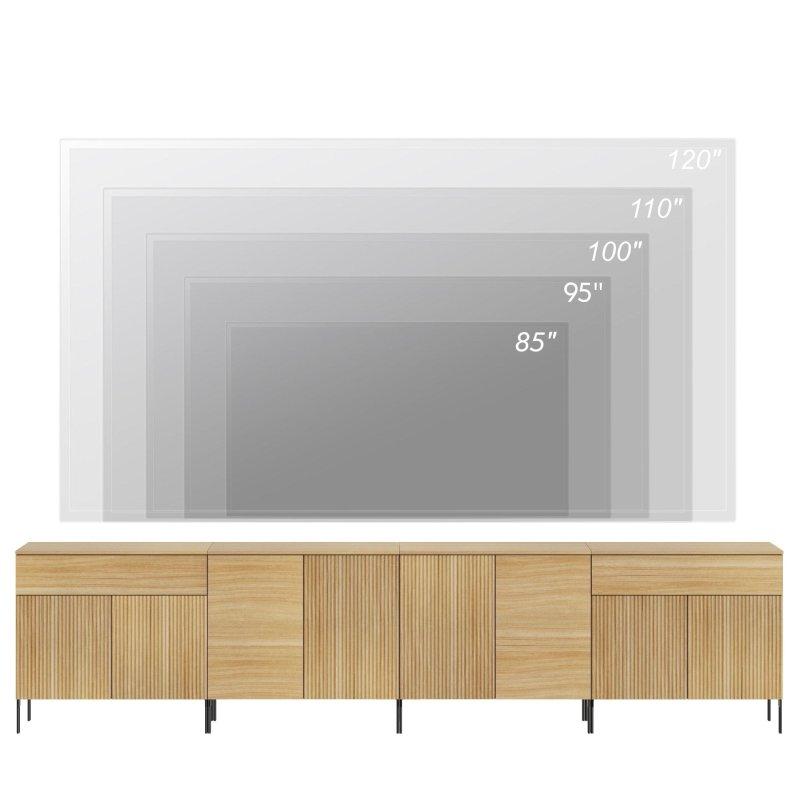 Meşe MDF Yivli Kapaklı ve Çekmeceli Modern Şifonyer Seti - 321 cm - 301706
