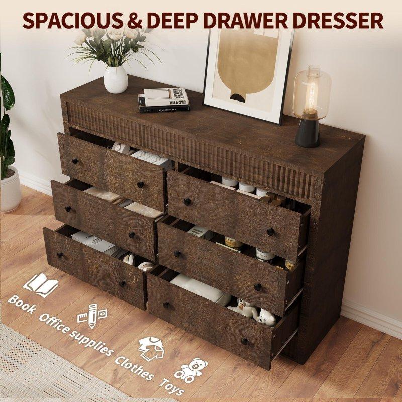 Meşe MDF Yivli Panelli 6 ve 7 Çekmeceli Modern Şifonyer - 304785
