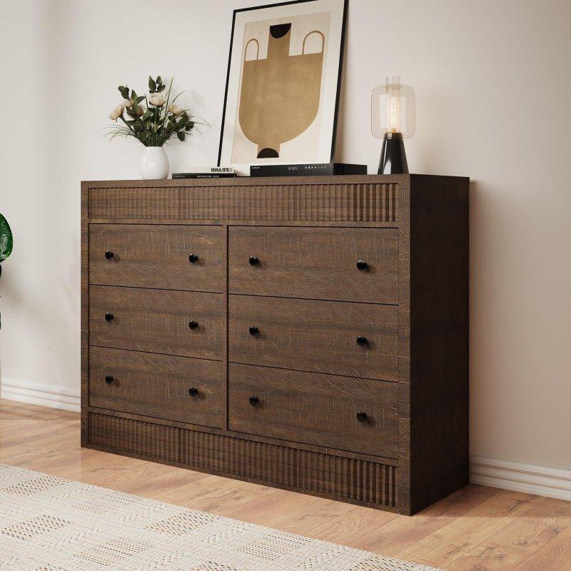 Meşe MDF Yivli Panelli 6 ve 7 Çekmeceli Modern Şifonyer - 304785