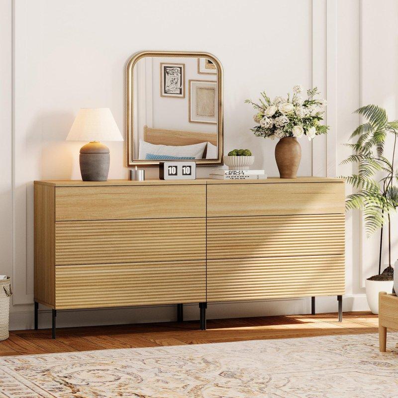 Meşe MDF Yivli Tasarımlı 3 Çekmeceli Şifonyer - 294870