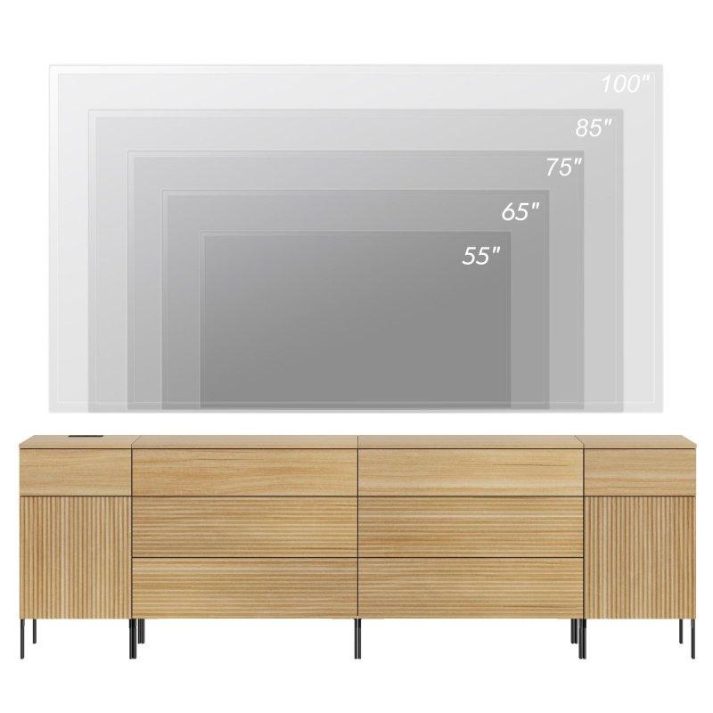 Meşe MDF Yivli Tasarımlı 8 Çekmeceli USB Şarjlı Şifonyer - 241 cm - 294815
