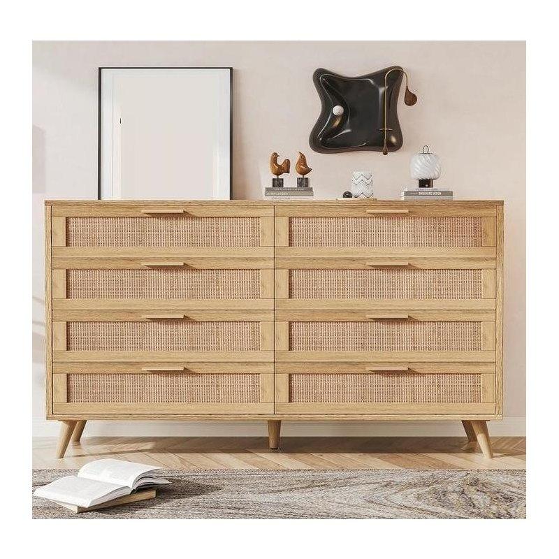Meşe Rattan Gold Kulplu Çekmeceli Şifonyer - 303010