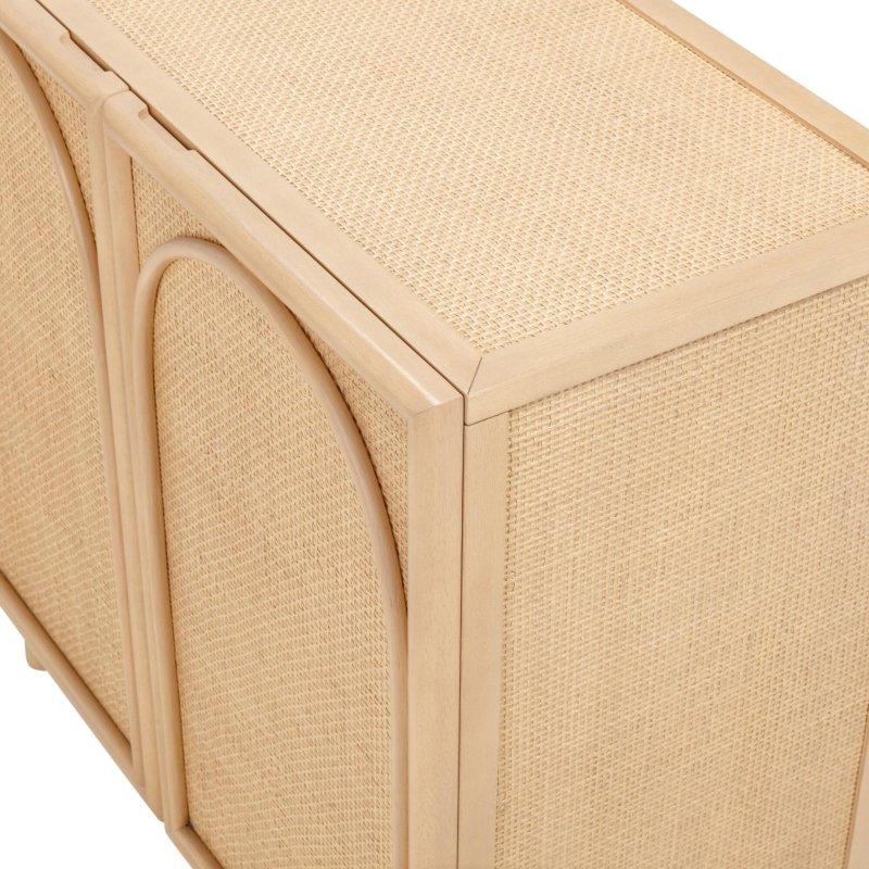 Meşe Rattan Kemerli Kapaklı Masif Ahşap Bohem Konsol - 325007