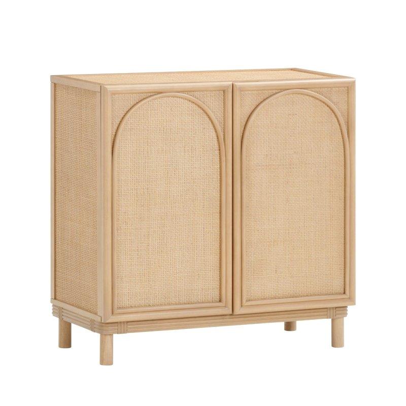 Meşe Rattan Kemerli Kapaklı Masif Ahşap Bohem Konsol - 325007