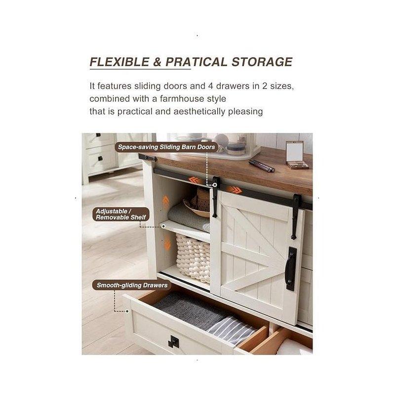 Meşe Rengi Ahşap Sürgü Kapaklı 4 Çekmeceli Şifonyer - 122 cm - 298395