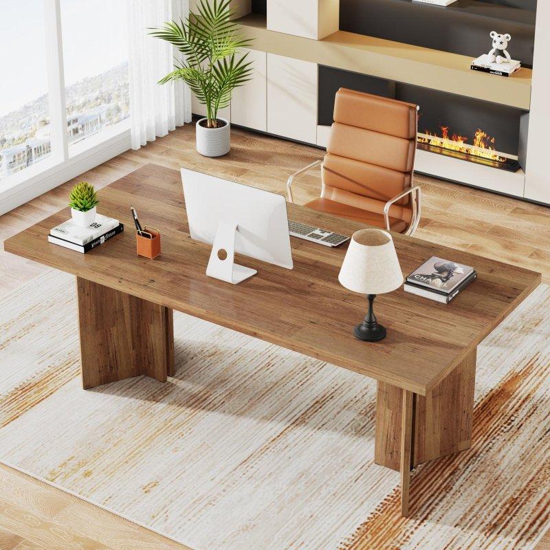 Meşe Rengi Kalın Tablalı MDF Yönetici Ofis Masası - 161 cm - 326652