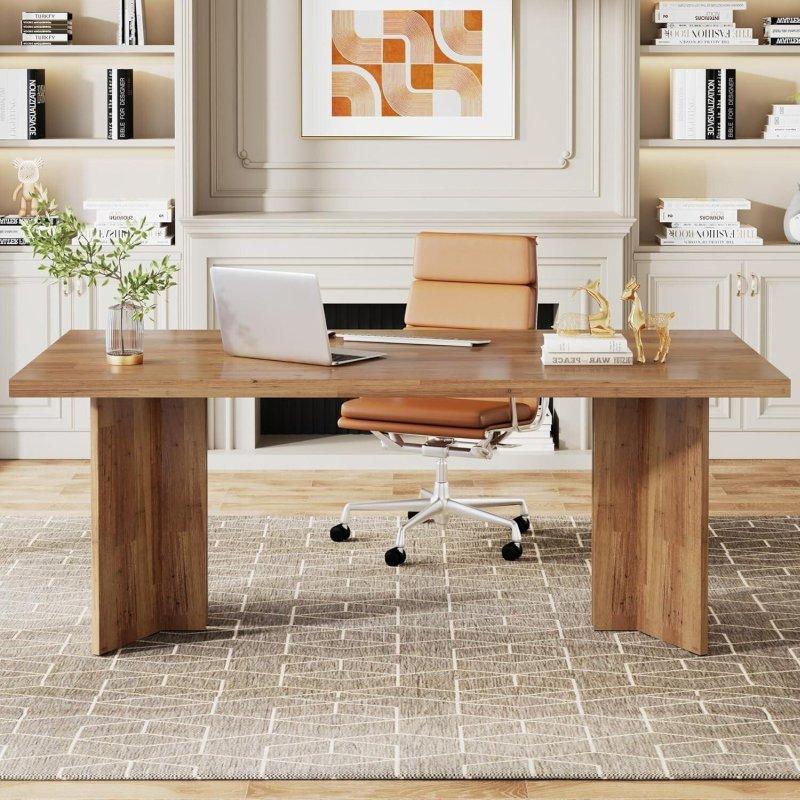 Meşe Rengi Kalın Tablalı MDF Yönetici Ofis Masası - 161 cm - 326652