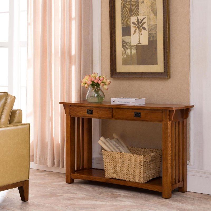 Meşe Rengi Masif Ahşap İki Çekmeceli Dresuar - 122x41 cm - 332277