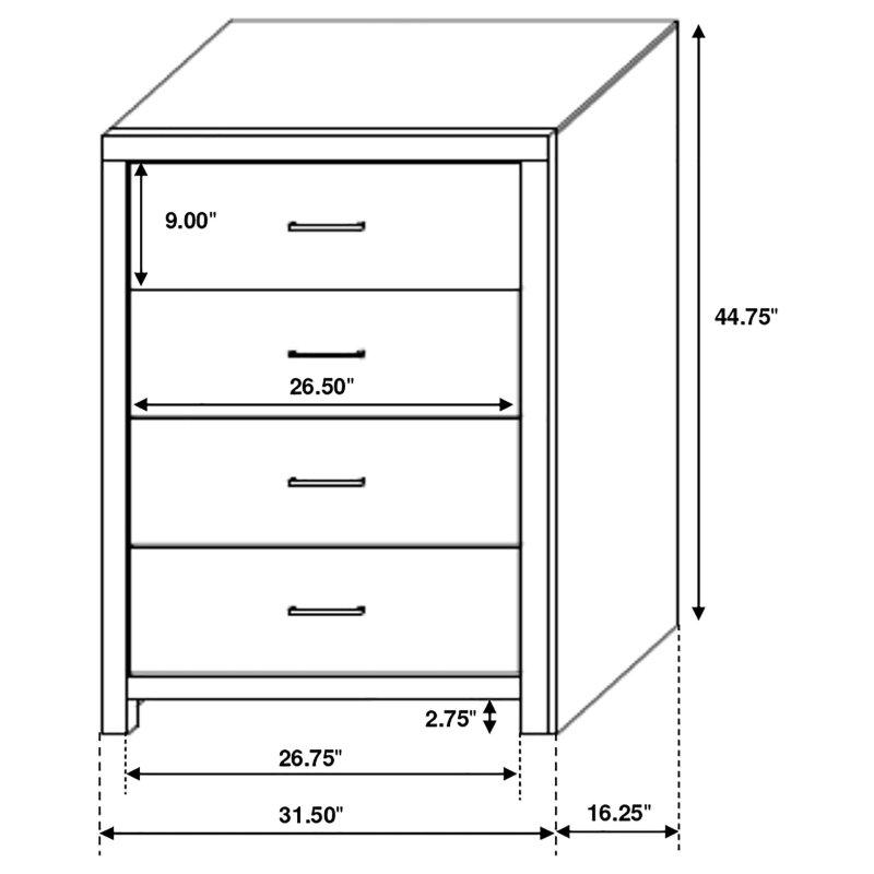 Meşe Rengi MDF 4 Çekmeceli Kır Evi Şifonyer - 81x42x114 cm - 310316