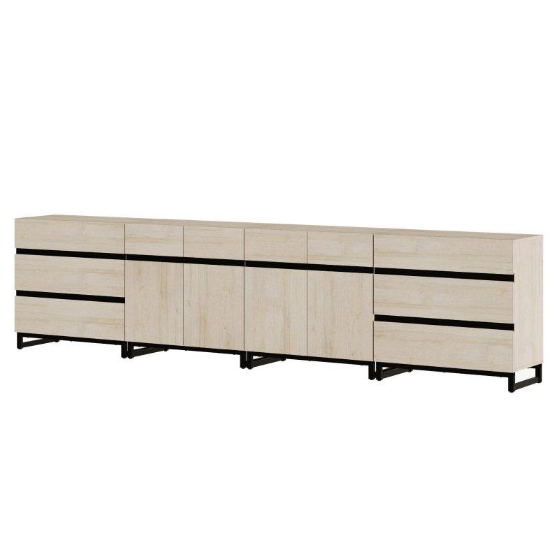 Meşe Rengi MDF 6 Çekmeceli Metal Ayaklı Modern Şifonyer - 301283