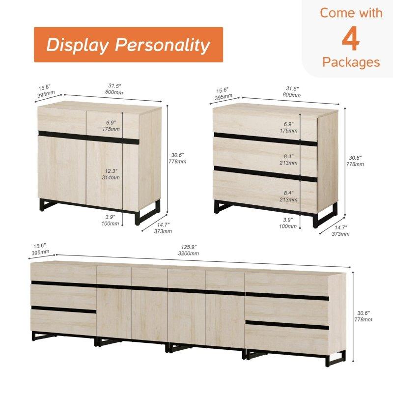 Meşe Rengi MDF 6 Çekmeceli Metal Ayaklı Modern Şifonyer - 301283
