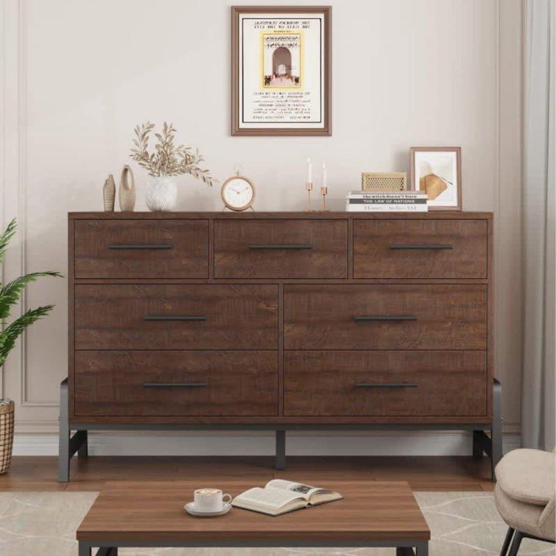 Meşe Rengi MDF 7 Çekmeceli Geniş Modern Şifonyer - 133 cm - 302805