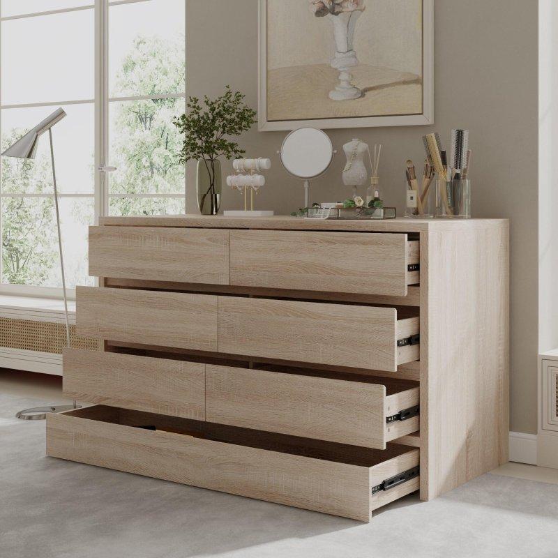 Meşe Rengi MDF Gizli Bölmeli ve Ayakla Açılan Çekmeceli Kitaplık - 140x86x60 cm - 314128