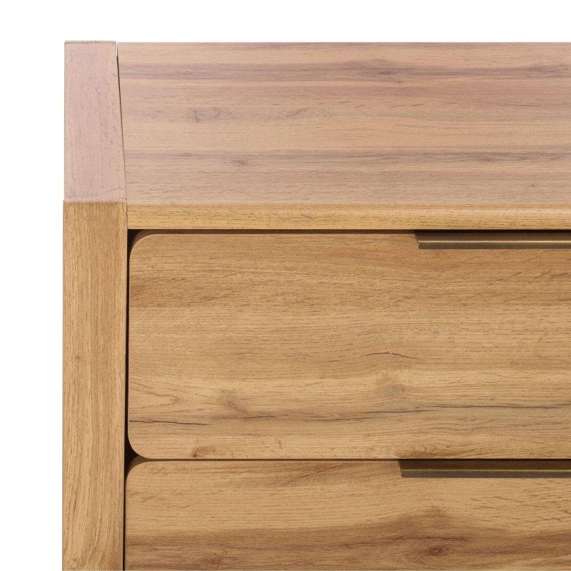 Meşe Rengi MDF Gold Detaylı 6 Çekmeceli Şifonyer - 140 cm - 297202