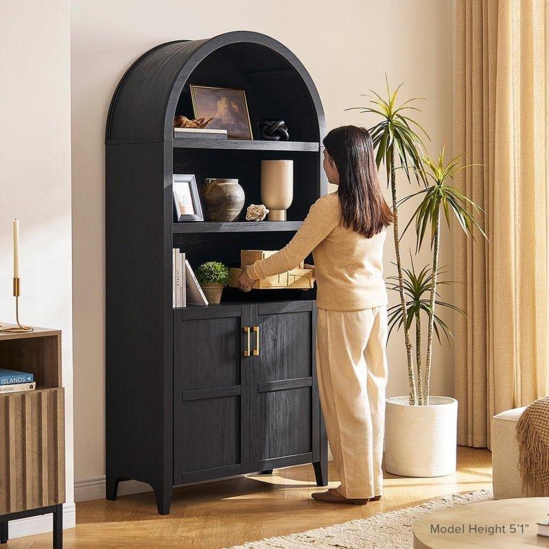 Meşe Rengi MDF Kemerli ve Ayarlanabilir Raflı Kitaplık - 320366