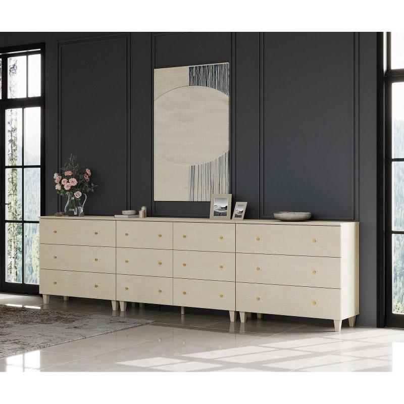 Meşe Rengi MDF Modern 12 Çekmeceli Şifonyer - 300 cm - 295035