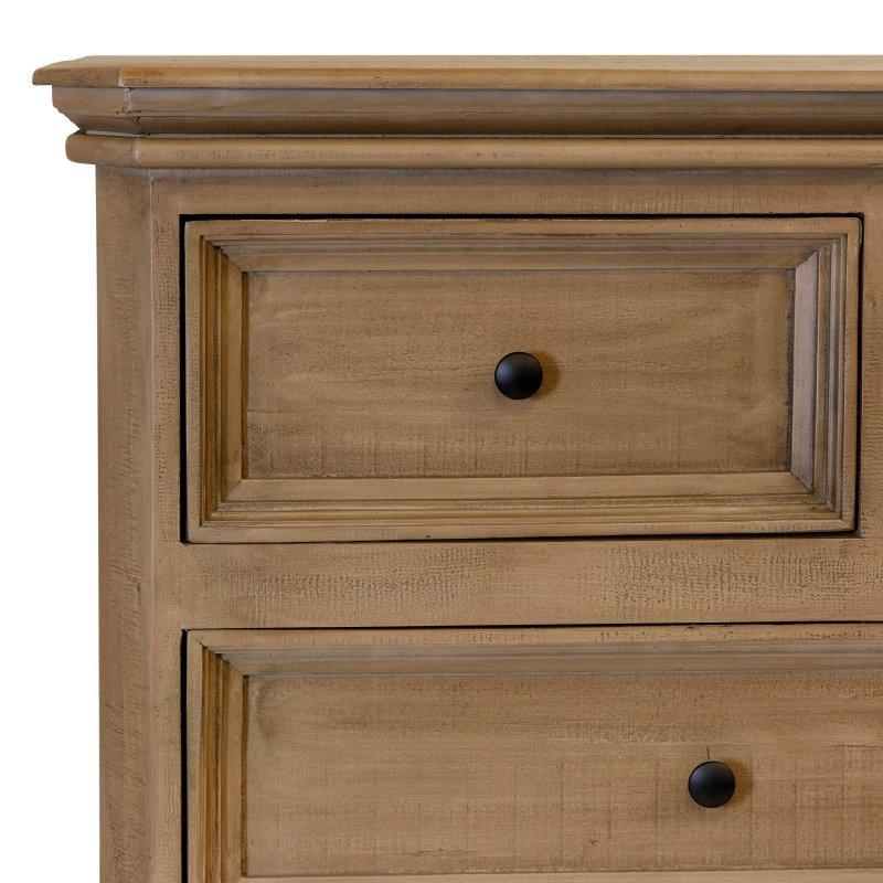 Meşe Rengi MDF ve Çam Ağacı 7 Çekmeceli Geleneksel Şifonyer - 181 cm - 297912