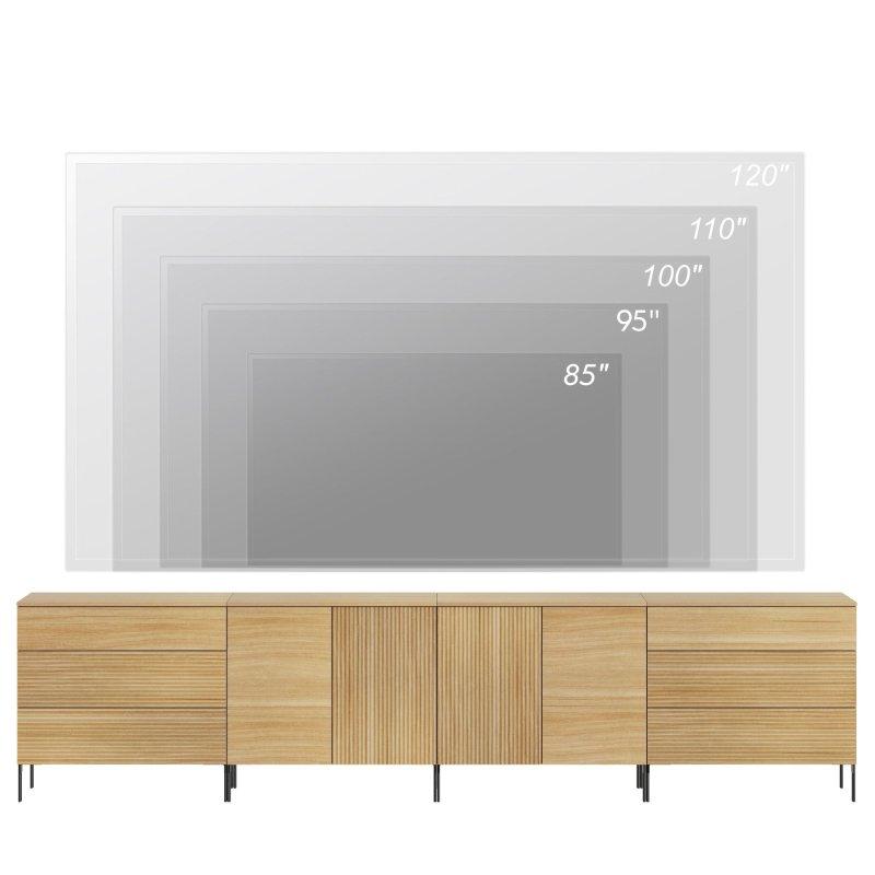 Meşe Rengi Yivli 6 Çekmeceli Metal Ayaklı Modern Şifonyer - 321 cm - 304460