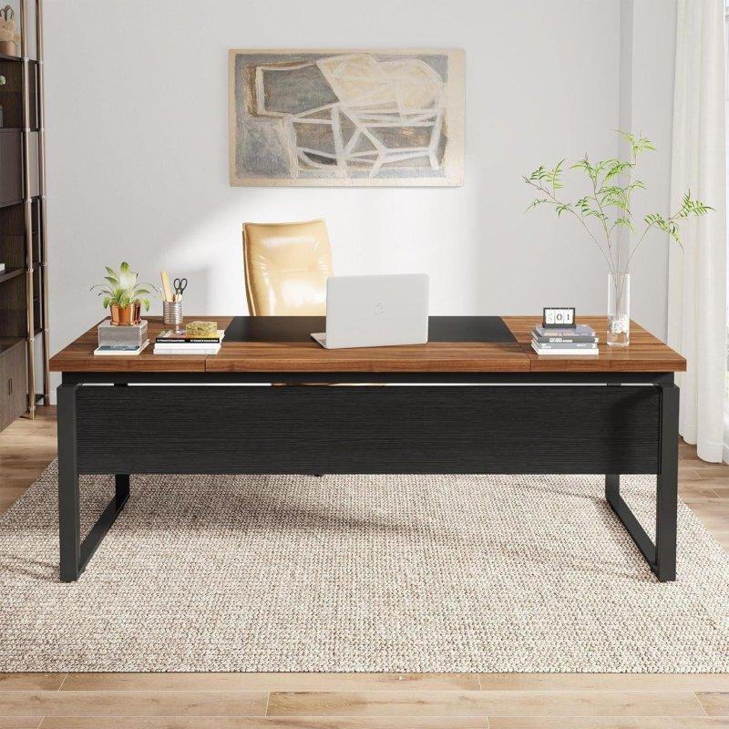 Meşe ve Beyaz Metal Ayaklı Modern Ofis Masası - 161 cm - 327008