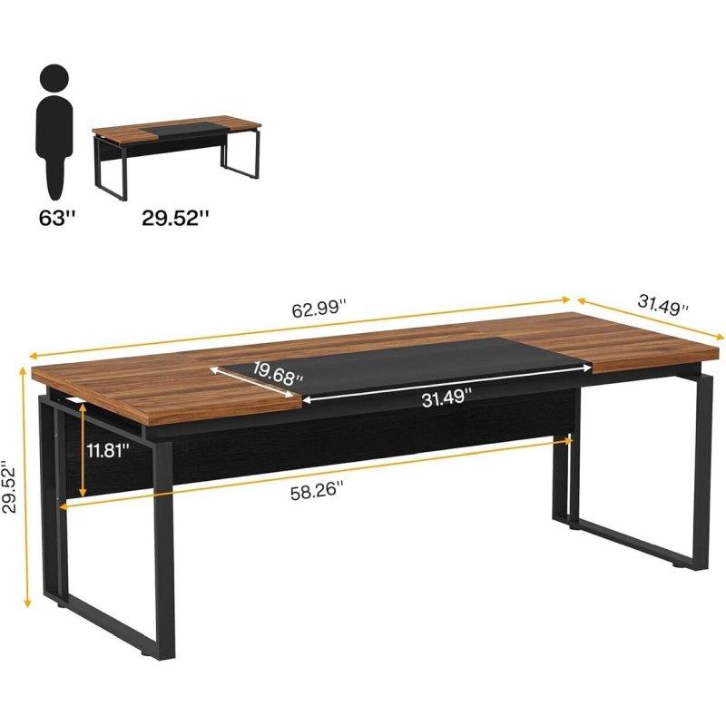 Meşe ve Beyaz Metal Ayaklı Modern Ofis Masası - 161 cm - 327008