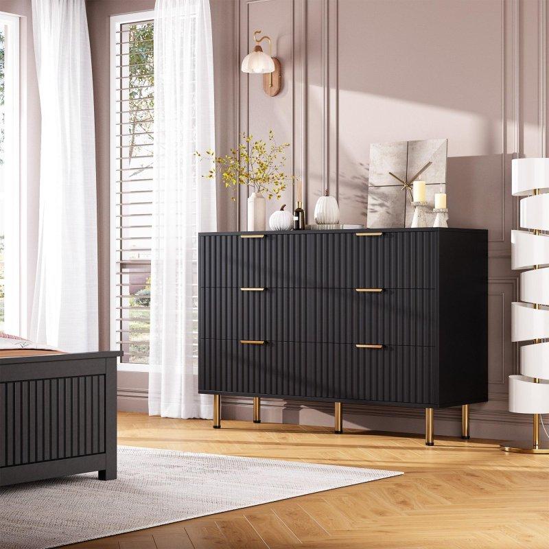 Meşe ve MDF Yivli 6 Çekmeceli Şifonyer - 310239