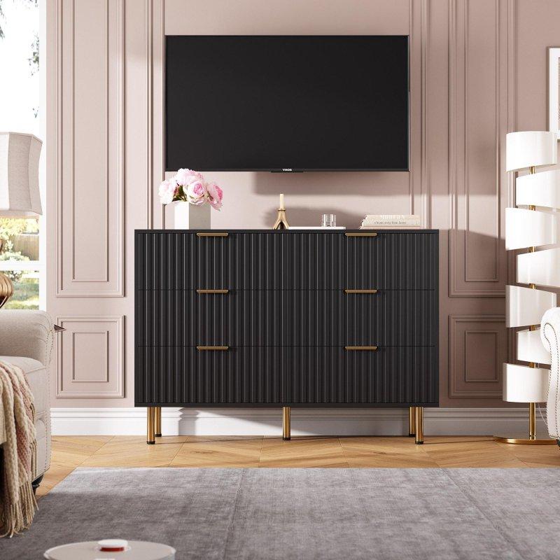 Meşe ve MDF Yivli 6 Çekmeceli Şifonyer - 310239