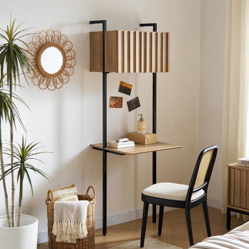 Meşe ve Siyah MDF Metal Modüler Dolaplı 3lü Kitaplık Seti - 183 cm - 316366