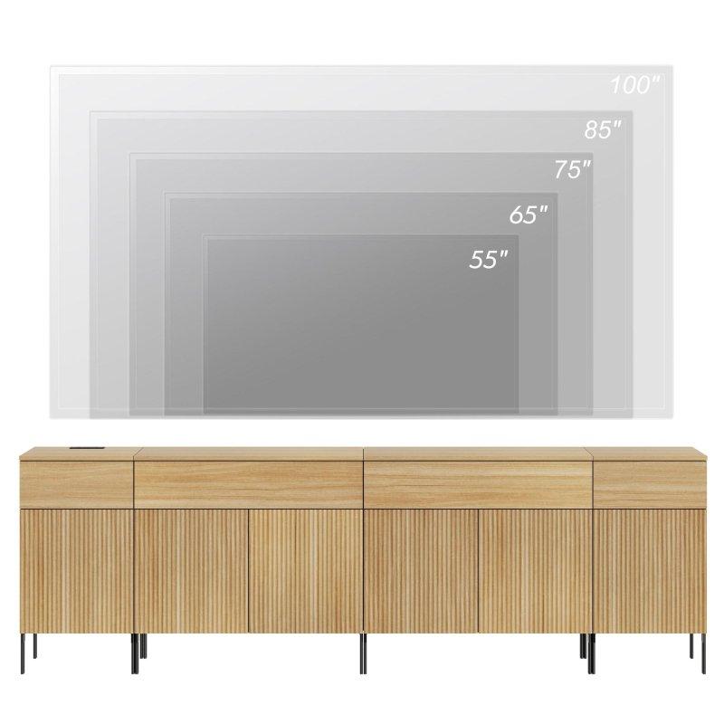 Meşe Yivli Tasarım Dahili Prizli MDF Şifonyer - 241 cm - 298573