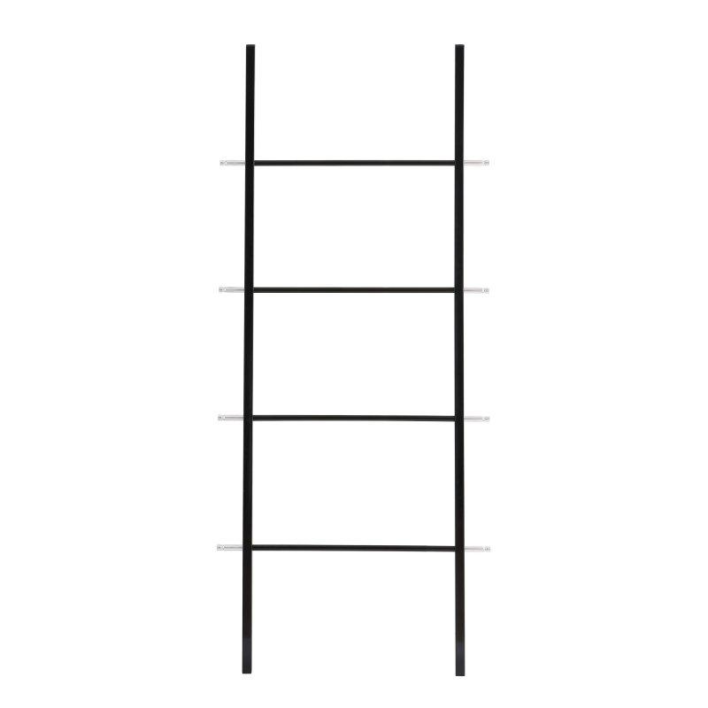 Metal 4 Raflı Krom Detaylı Merdiven Kitaplık - 74x3x171 cm - 313396