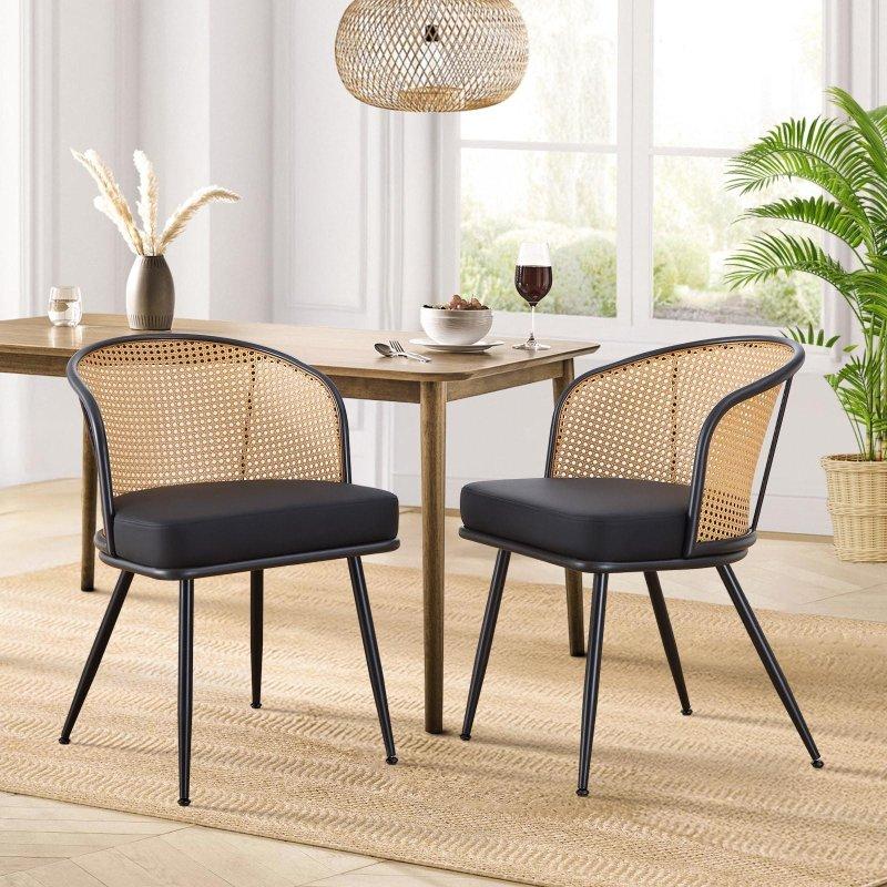 Metal Ayaklı Döşemeli Rattan Sandalye - 76x53x59 cm - 253237