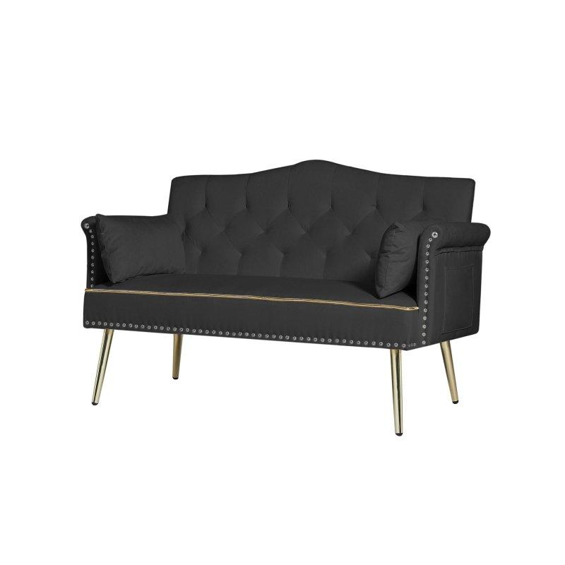 Metal Ayaklı Kadife Kapitoneli Bohem Koltuk - 138 cm - 292364