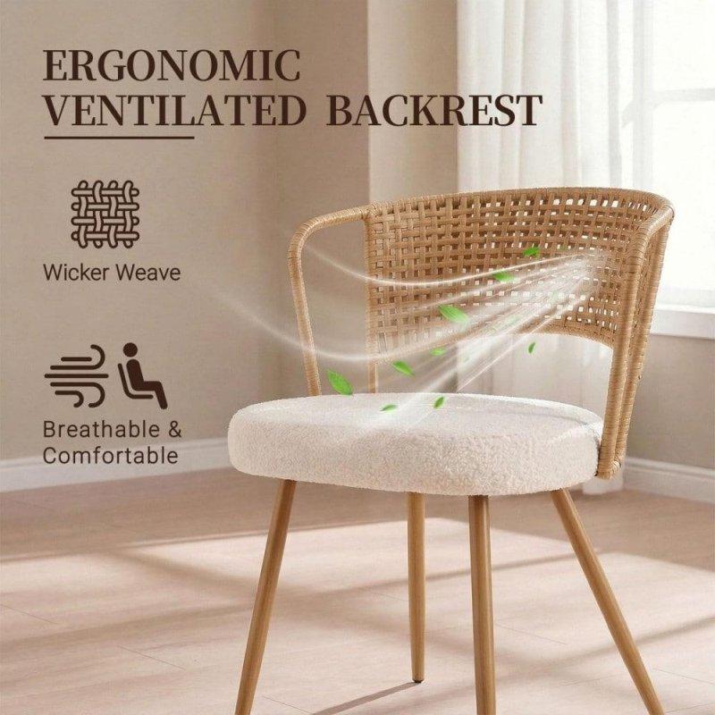 Metal Ayaklı Kadife Minderli 4lü Set Rattan Sandalye - 252033