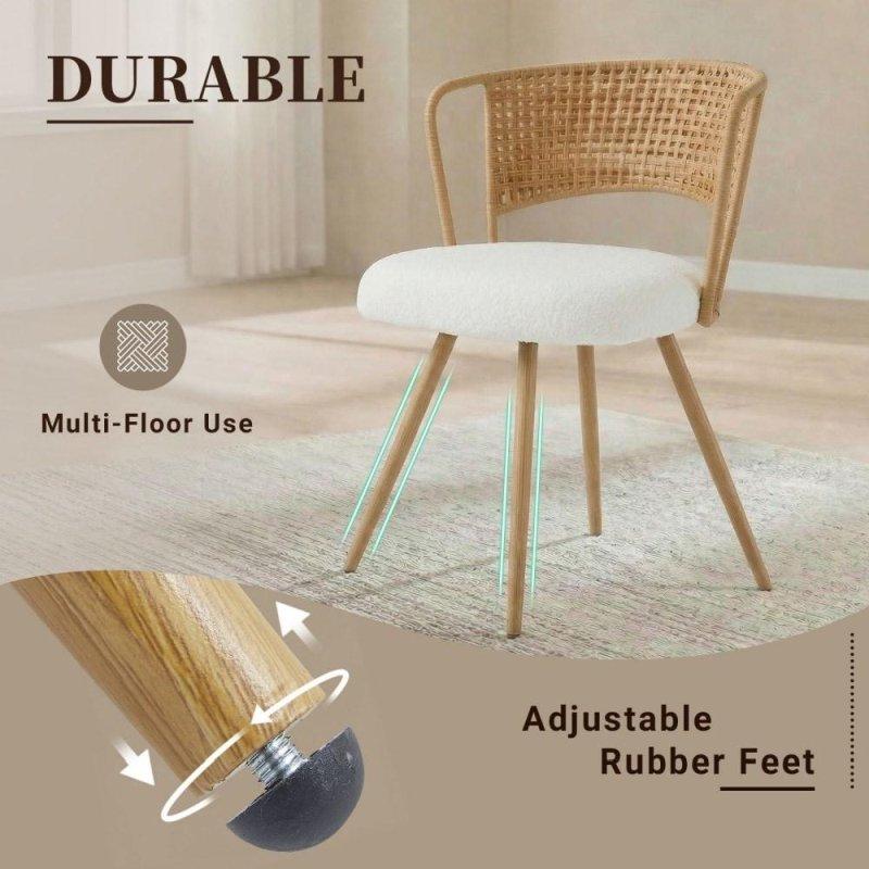 Metal Ayaklı Kadife Minderli 4lü Set Rattan Sandalye - 252033