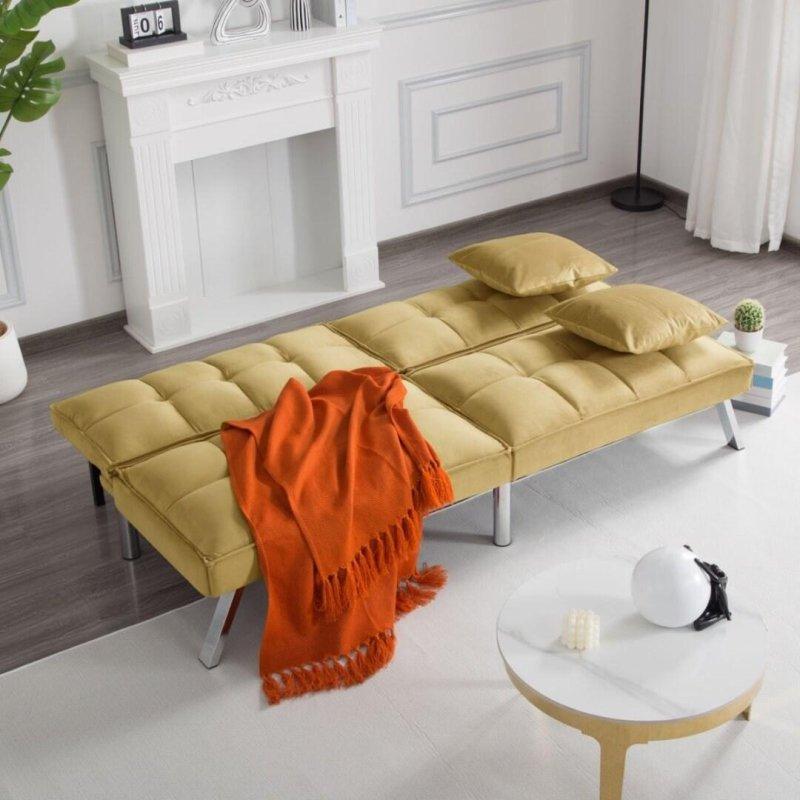 Metal Ayaklı Kadife Yataklı Ayarlanabilir Sırtlı Bohem Koltuk - 172 cm - 284588