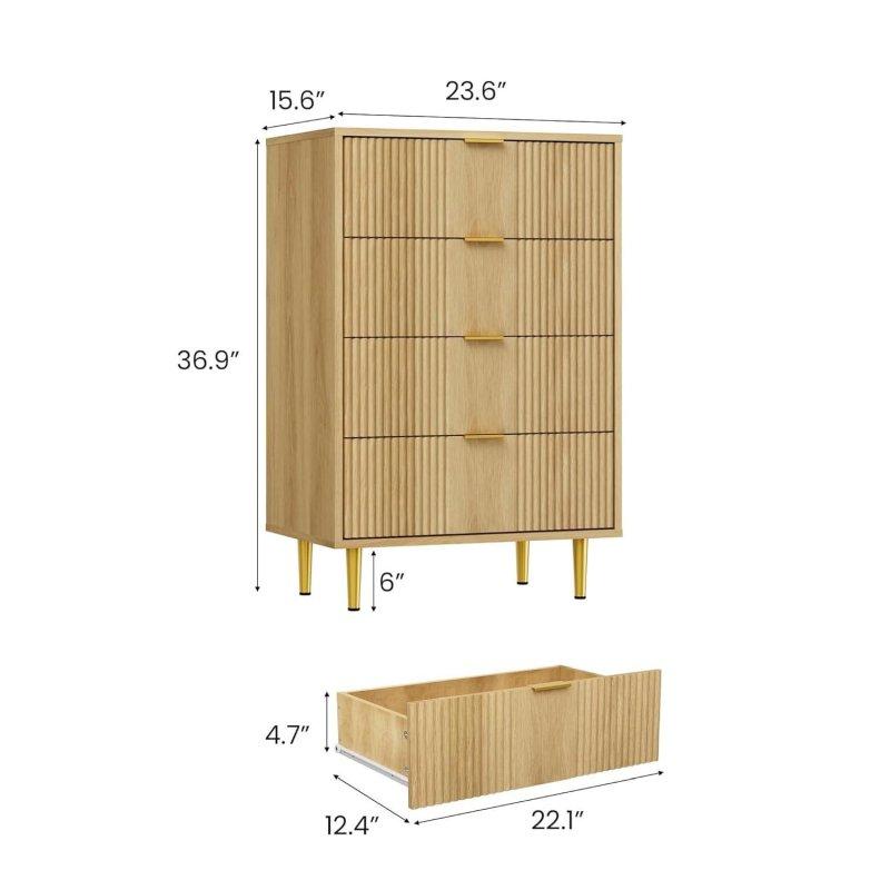 Metal Ayaklı ve Kulplu Yivli MDF Şifonyer - 309609