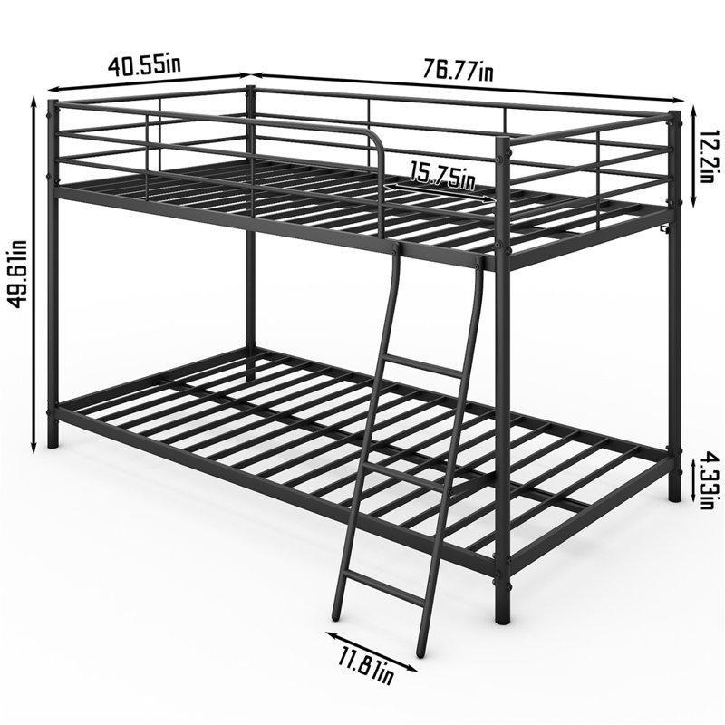 Metal Dahili Merdivenli Alçak Profil Ranza - 103x195 cm - 248127
