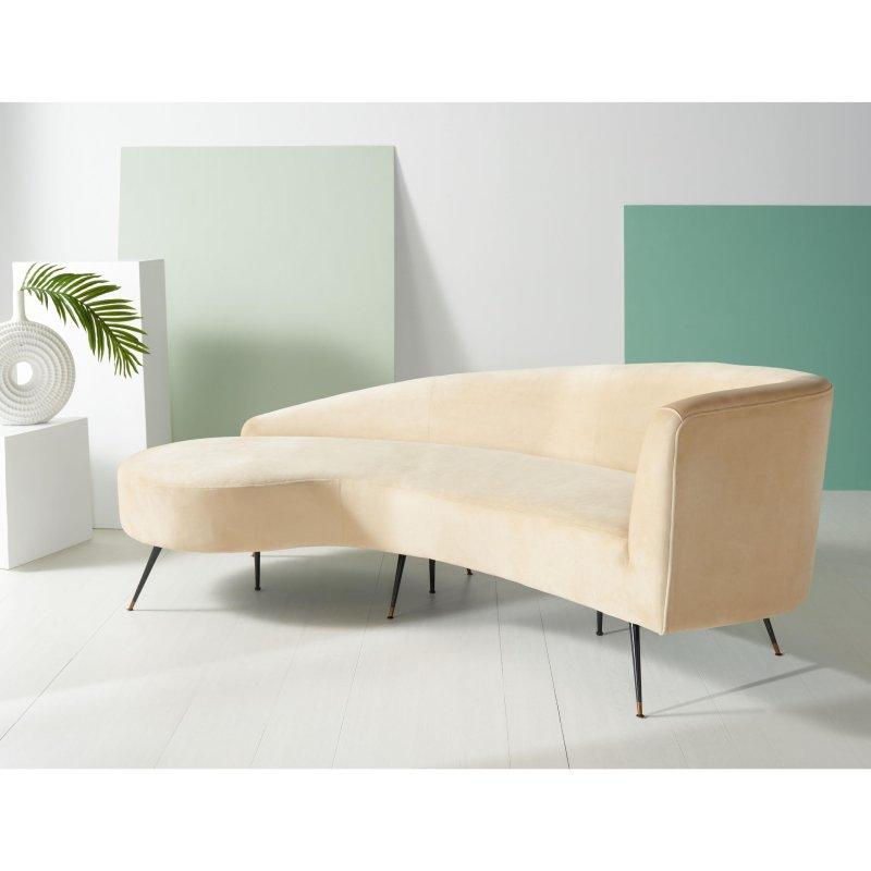 Metal Detaylı Kadife Eğimli Kollu Bohem Koltuk - 219x105x79 cm - 277400