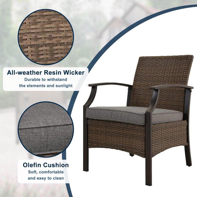 Metal İskeletli Minderli Kolçaklı 2li Set Rattan Sandalye - 68x62x87 cm - 252006
