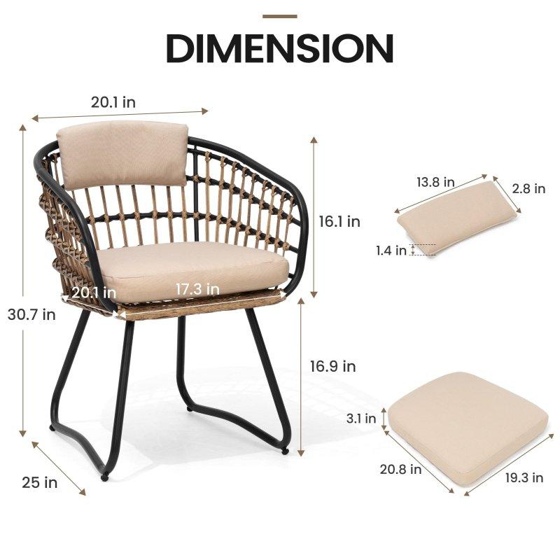 Metal İskeletli Minderli PE Rattan Sandalye Seti - 252655