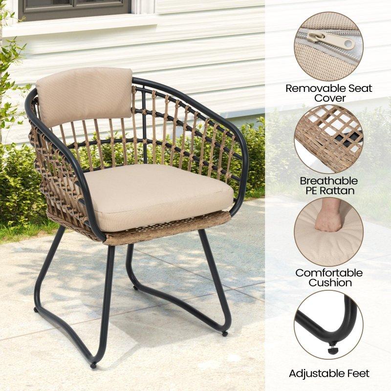 Metal İskeletli Minderli PE Rattan Sandalye Seti - 252655