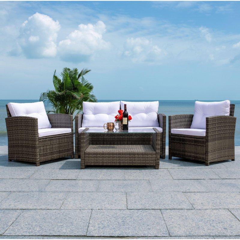 Metal İskeletli Rattan Minderli 4 Parça Bahçe Takımı - 276063