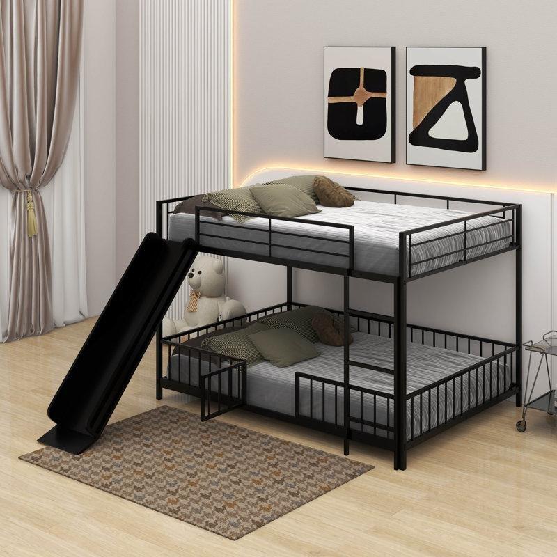 Metal Kaydıraklı ve Korkuluklu Çocuk Ranzası - 247562