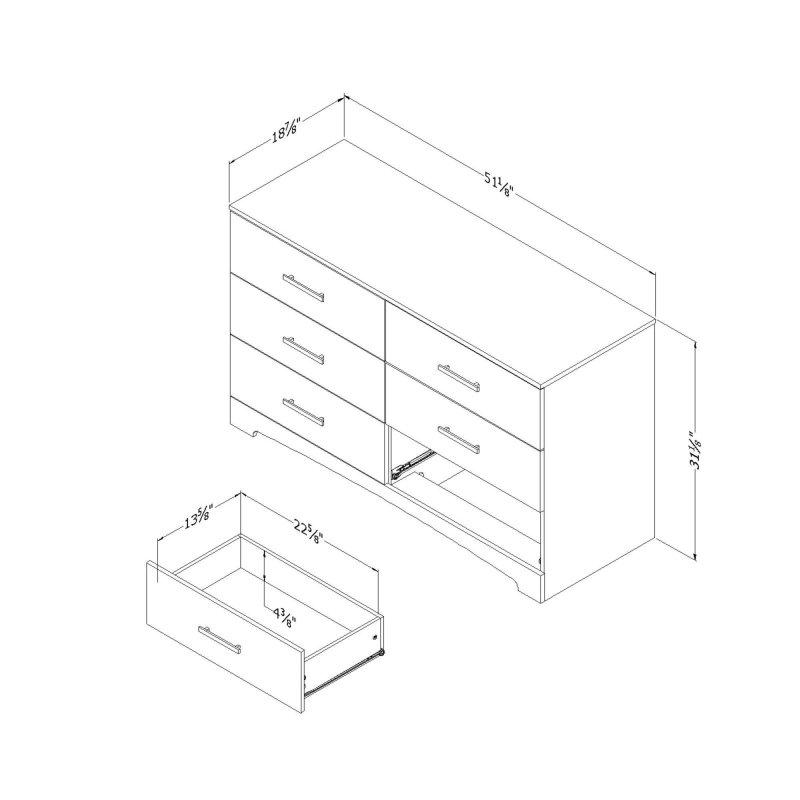 Metal Kulplu 6 Çekmeceli Laminat Şifonyer - 298416