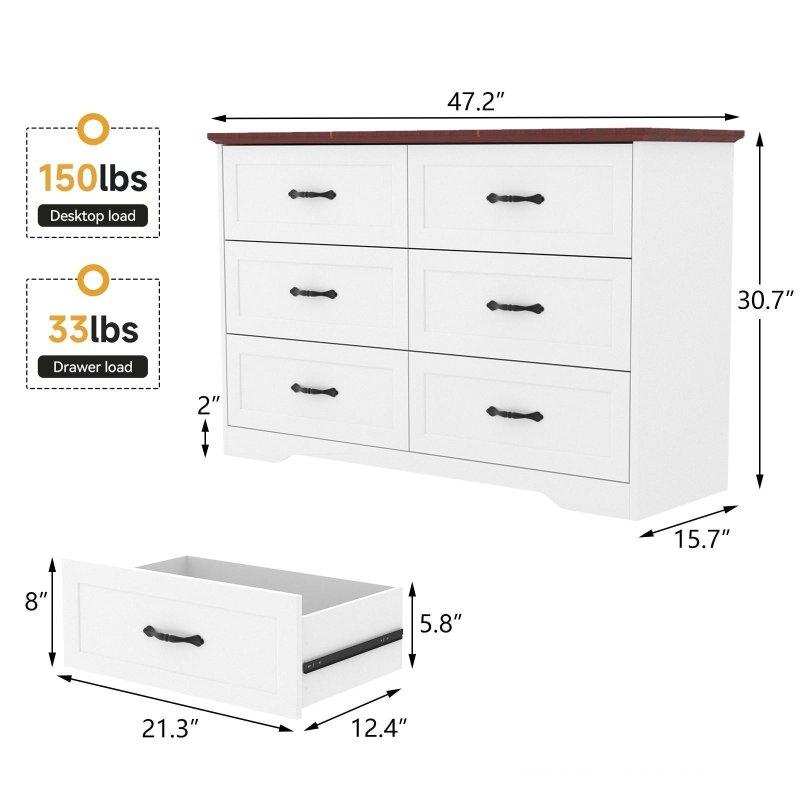 Metal Kulplu Ahşap 5 ve 6 Çekmeceli Şifonyer - 299441
