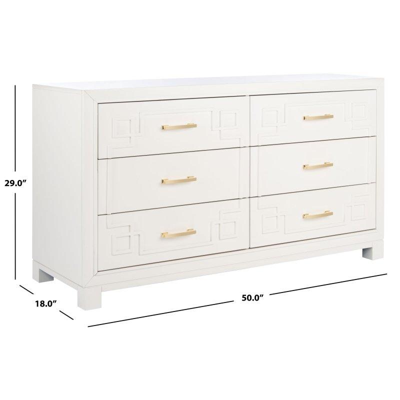 Metal Kulplu Grek Desenli 6 Çekmeceli Ahşap Şifonyer - 127x46x74 cm - 296915