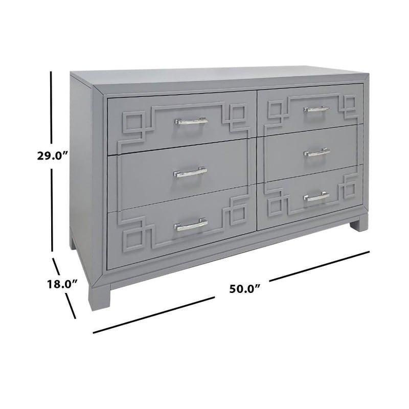 Metal Kulplu Grek Desenli 6 Çekmeceli Ahşap Şifonyer - 127x46x74 cm - 296915