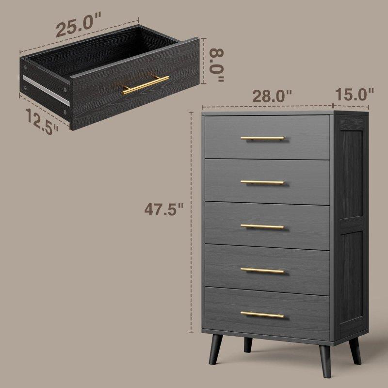 Metal Kulplu MDF Modern 5 ve 6 Çekmeceli Şifonyer - 299491